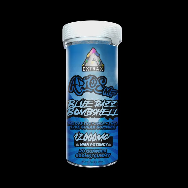 THCa Live Sugar 12000mg Gummies | Adios MF Blue Razz Bombshell
