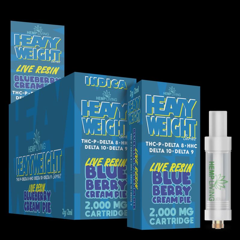 Hemp Living – *2G* Heavyweight Live Resin Series Vape Cartridge THC-P + D8 + HHC + D10 + D9 – Blueberry Cream Pie