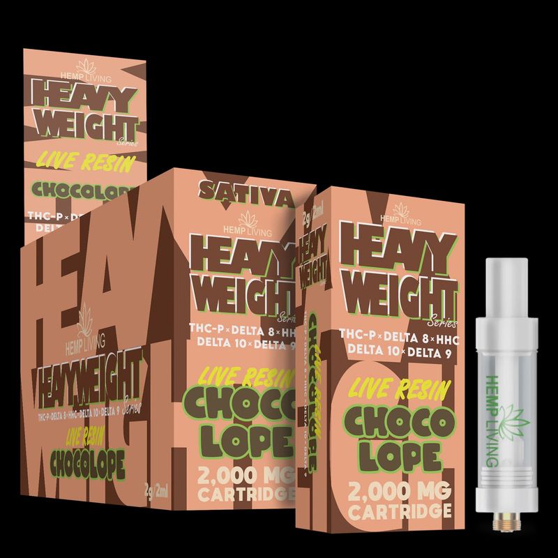 Hemp Living – *2G* Heavyweight Live Resin Series Vape Cartridge THC-P + D8 + HHC + D10 + D9 – Chocolope