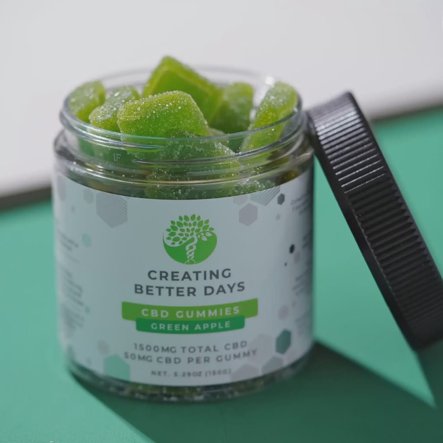 Creating Better Days – CBD Gummies – 1500mg – Green Apple – 30c