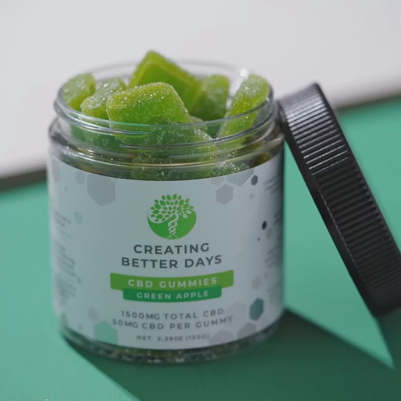 Creating Better Days – CBD Gummies – 1500mg – Green Apple – 30c