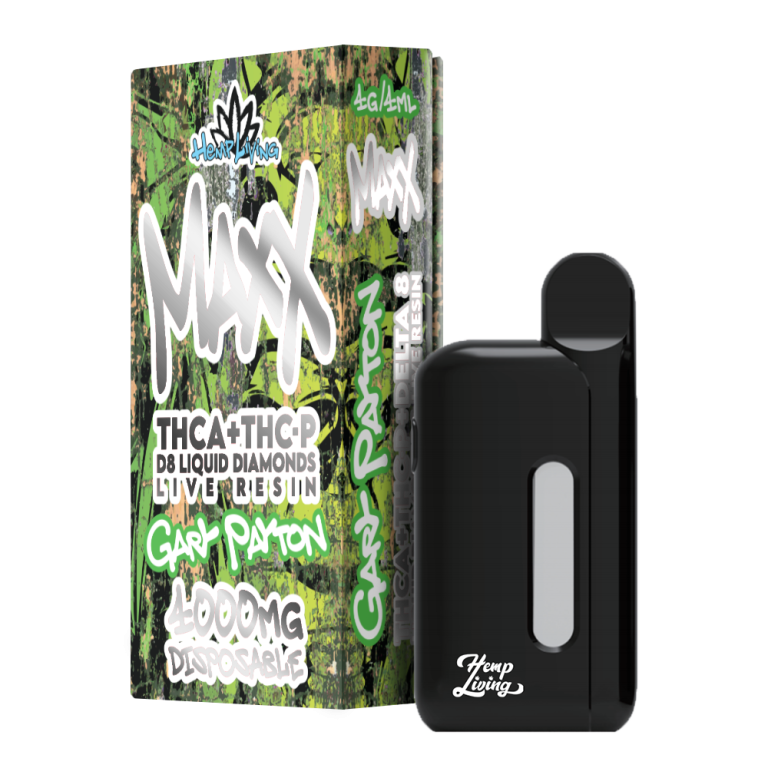 Hemp Living – Maxx – 4ML Vape Disposable w/ Live Resin Liquid Diamonds – THCA + THC-P – Gary Payton