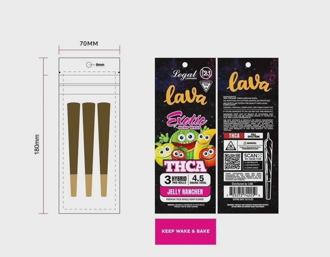 LAVA THCA PREROLLS 3 PACK – 1.5 G EACH PREROLL Jelly Rancher