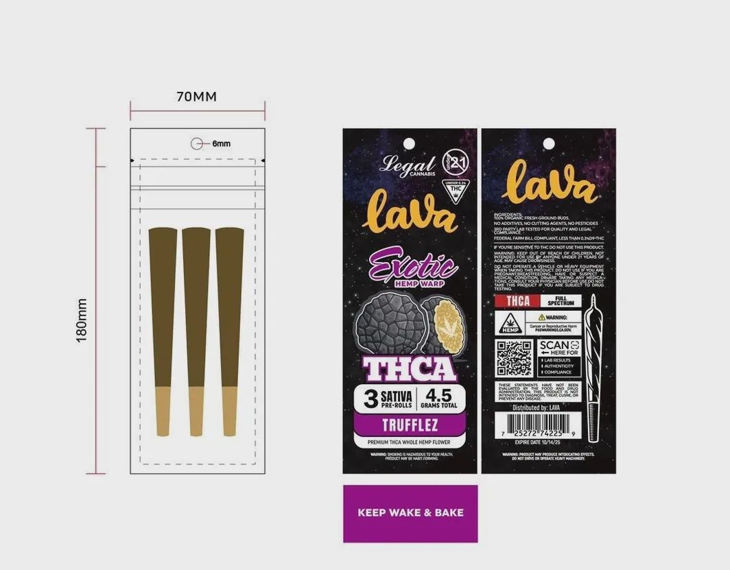 LAVA THCA PREROLLS 3 PACK – 1.5 G EACH PREROLL Truffelz