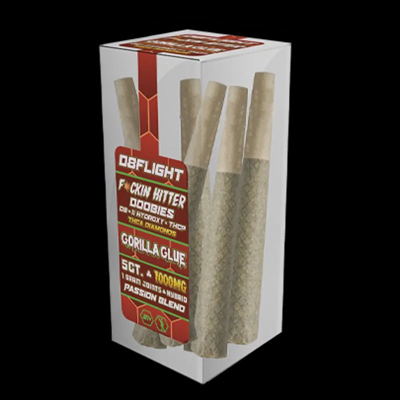 D8FLIGHT DOOBIES D9.11HYDROXY + THCP + THCA DIAMONDS 1GM JOINTS 5CT/ JAR - GORILLA GLUE HYBRID