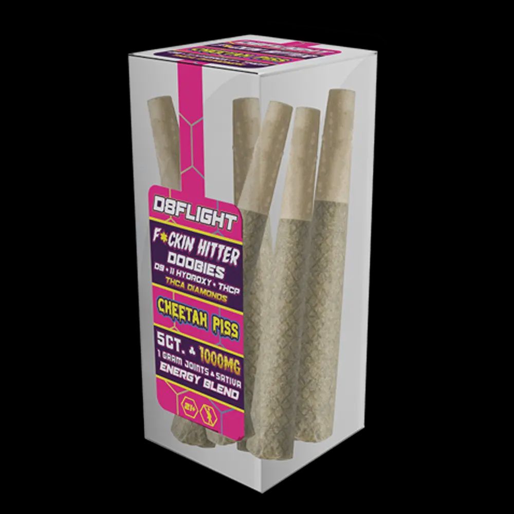 D8FLIGHT DOOBIES D9.11HYDROXY + THCP + THCA DIAMONDS 1GM JOINTS 5CT/ JAR CHEETAH PISS
