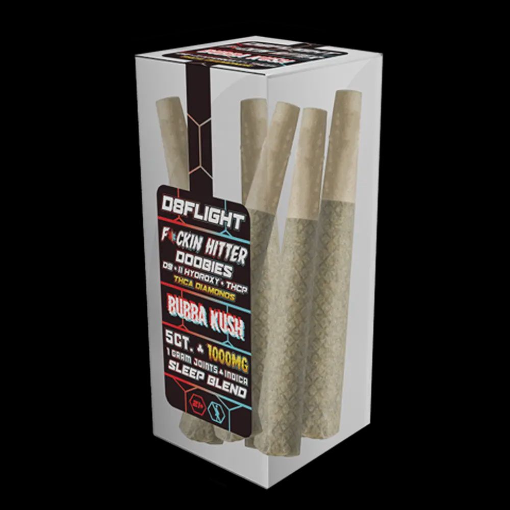 D8FLIGHT DOOBIES D9.11HYDROXY + THCP + THCA DIAMONDS 1GM JOINTS 5CT/ JAR BUBBA KUSH