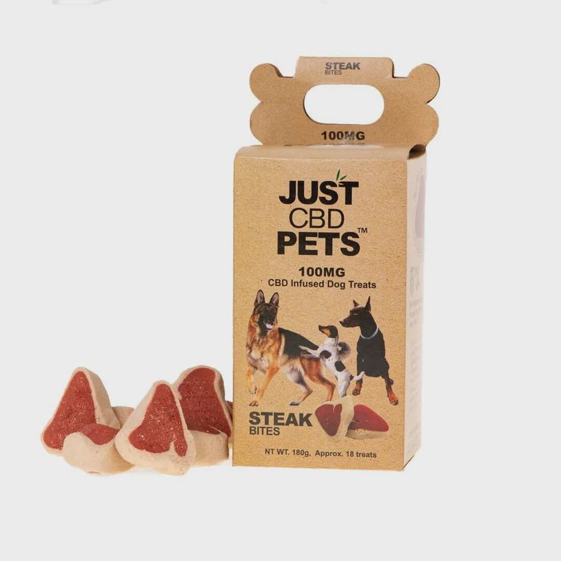 JUST CBD PETS 100MG STEAK BITES DOG TREATS 18CT