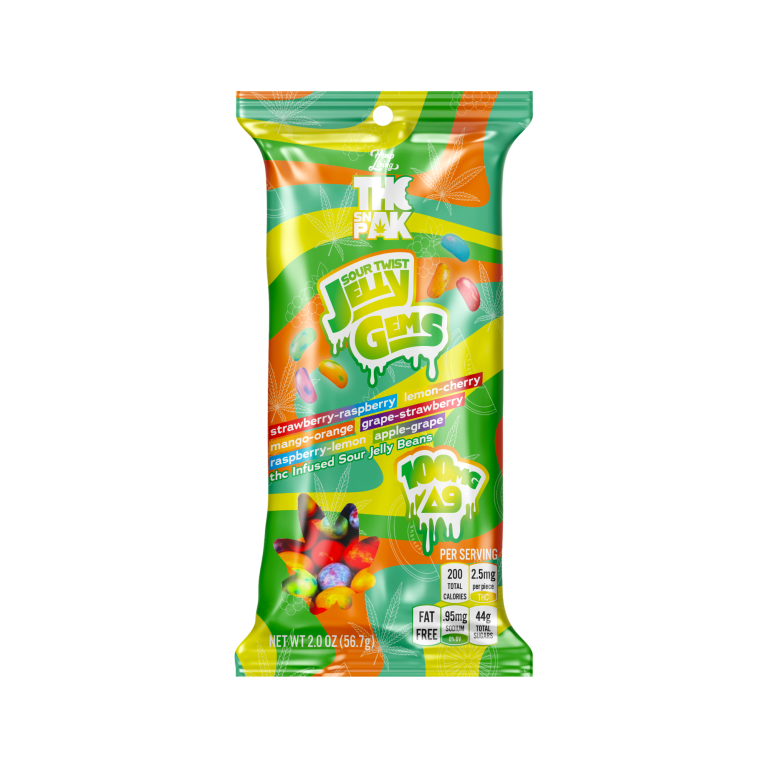 Hemp Living THC Snak Pak – Sour Twist Jelly Gems – 100mg Δ9 THC Infused Jelly Bean