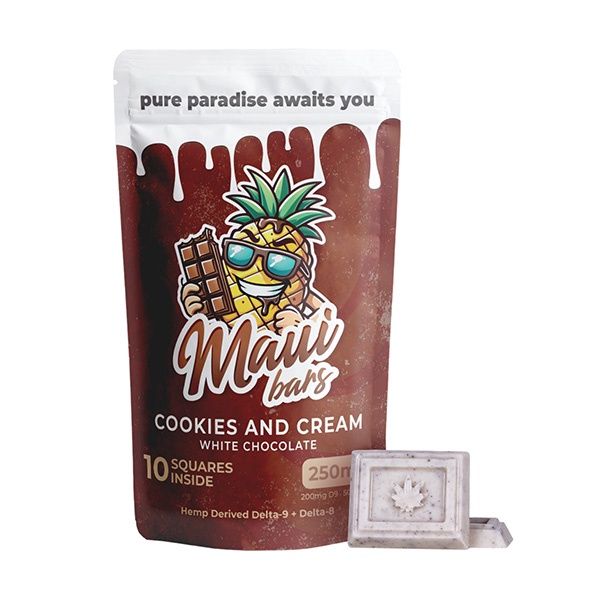 Maui Labs D9 + D8 Chocolate Bars | (10pcs) 250mg Cookies &amp; Cream