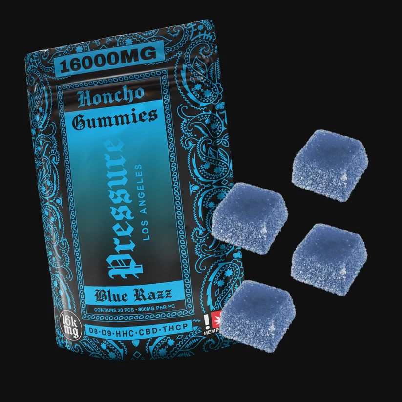 Blue Razz Pressure Honcho Gummies 16000mg 20ct