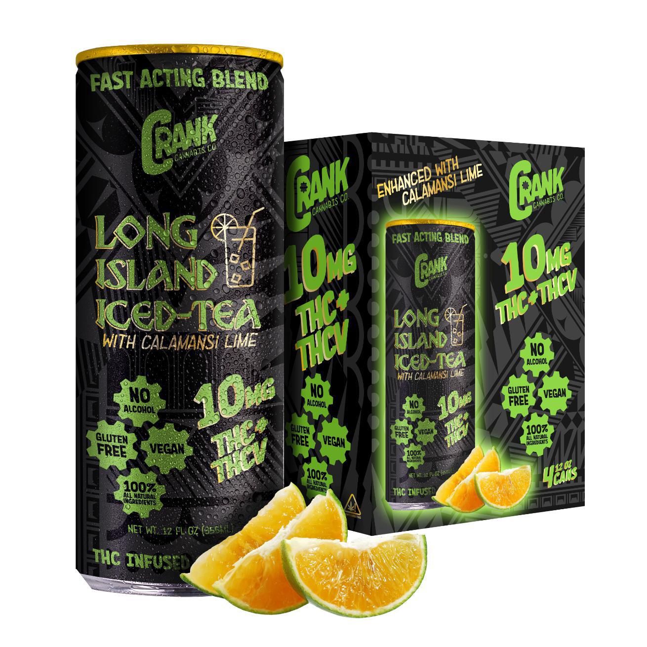 Crank Cannabis – High Potency THC Energy Drink – 10mg Delta 9 THC + THCV – Long Island Iced Tea w/Calamansi Lime