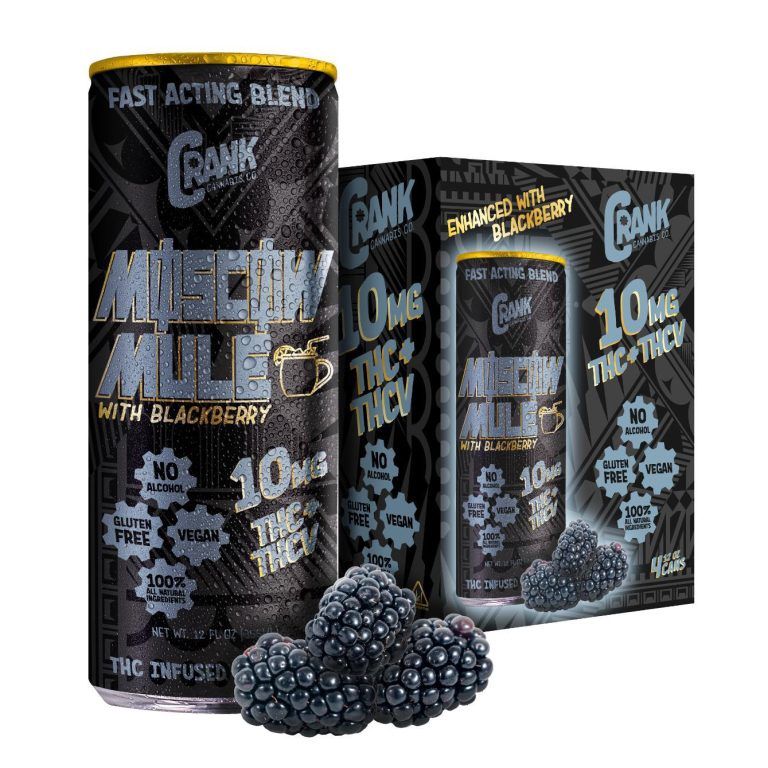 Crank Cannabis – High Potency THC Energy Drink – 10mg Delta 9 THC + THCV – Moscow Mule w/Blackberry