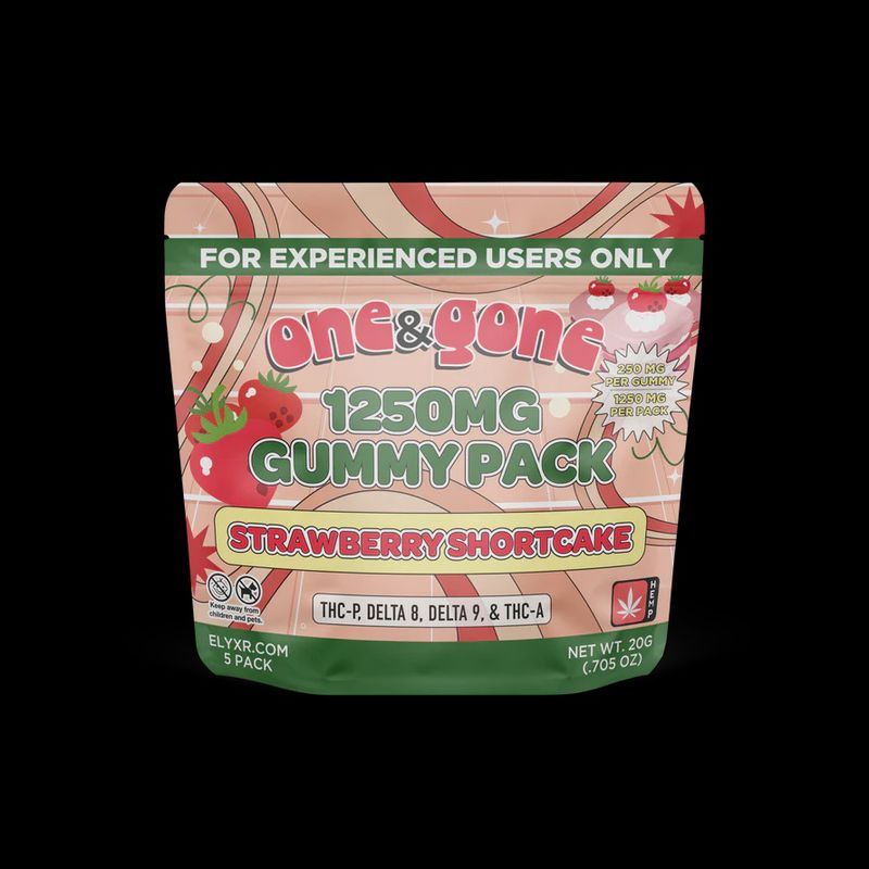 ELYXR One &amp; Gone Gummies (THC-P, Delta 8, Delta 9, &amp; THC-A) 1250mg Strawberry Shortcake