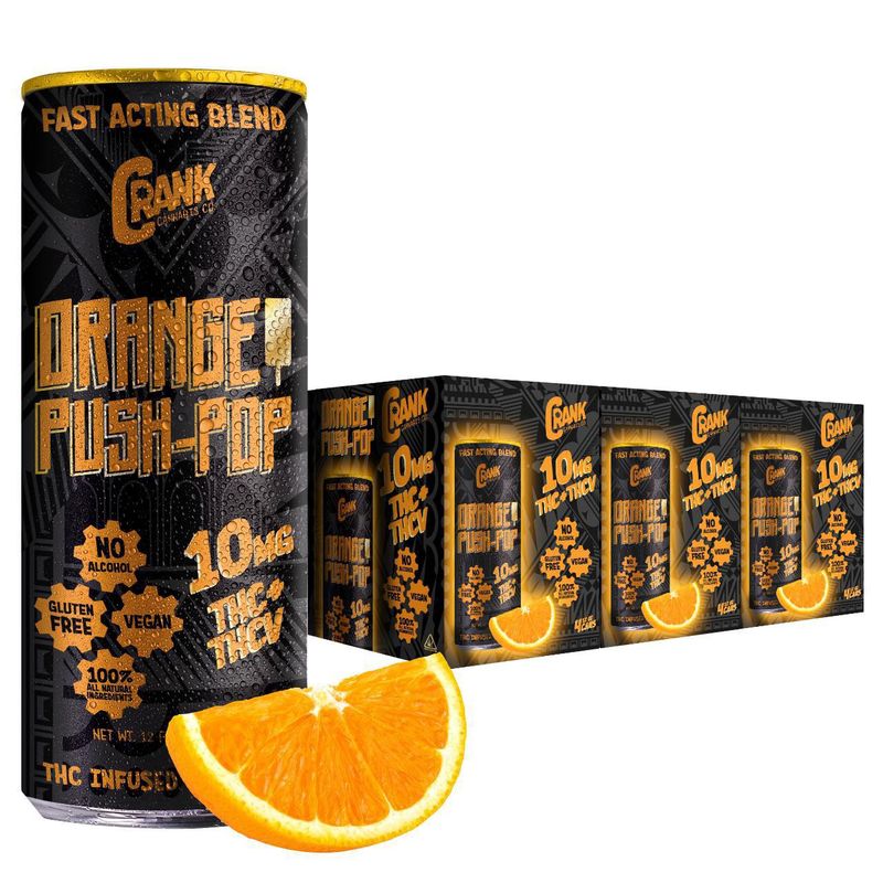 Crank Cannabis – High Potency THC Energy Drink – 10mg Delta 9 THC + THCV ORANGE PUSH POP