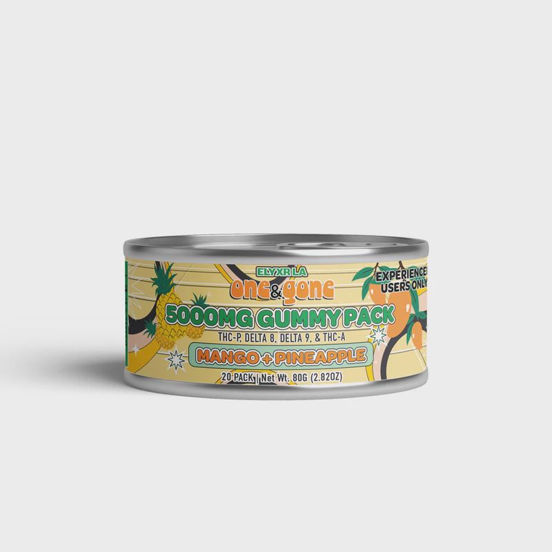 Elyxr One &amp; Gone Gummies (THC-P, Delta 8, Delta 9, &amp; THC-A) 5000mg Mango Pineapple