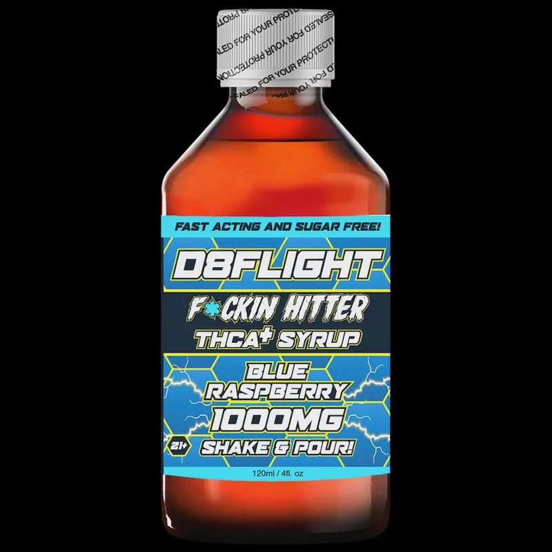 D8Flight THC Syrup – 1000mg, 120ml Bottle - BLUE RASPBERRY