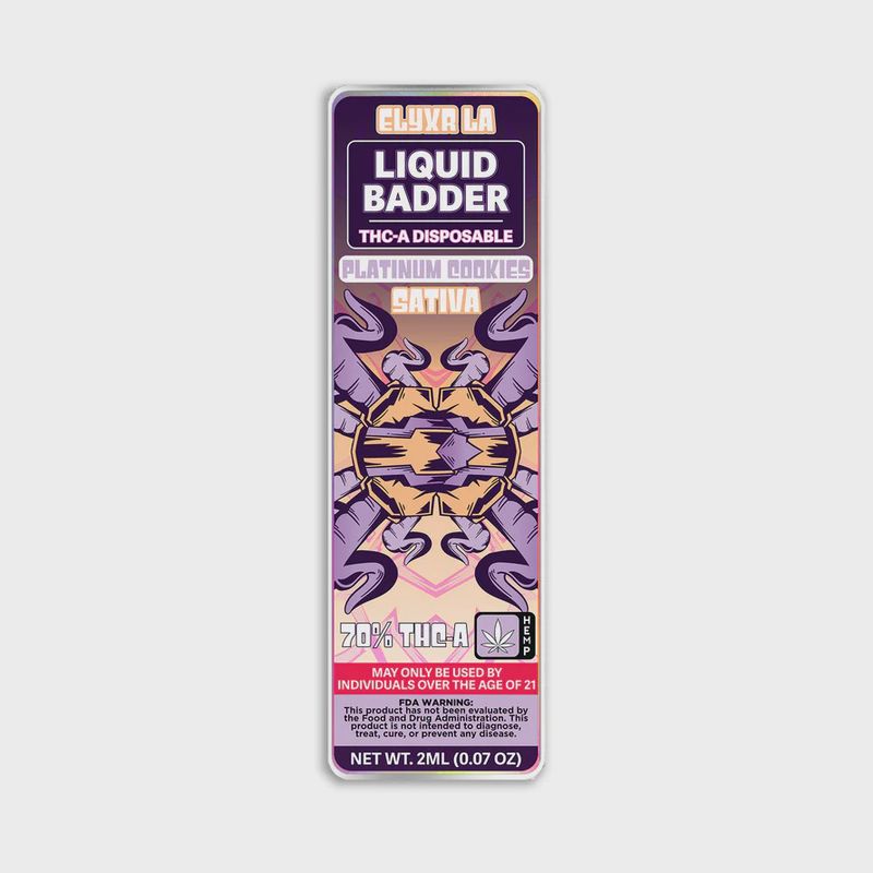 Elyxr Liquid Badder 70% THC-A Disposable 2 Grams (2000mg) Plat Cookies