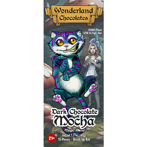 Wonderland Chocolates Magic Mushroom Blend Break Up Bar Dark Chocolate Mocha