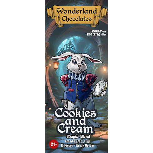 Wonderland Chocolates Magic Mushroom Blend Break Up Bar Cookies N Cream