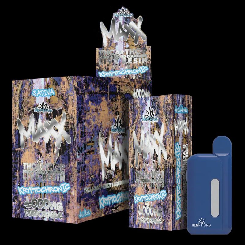 Hemp Living – Maxx – 4ML Vape Disposable w/ Live Resin Liquid Diamonds – THCA + THC-P – Kryptochronic