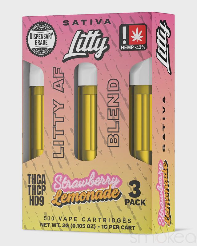 Litty AF Blend Vape Cartridges - Strawberry Lemonade (3-Pack)