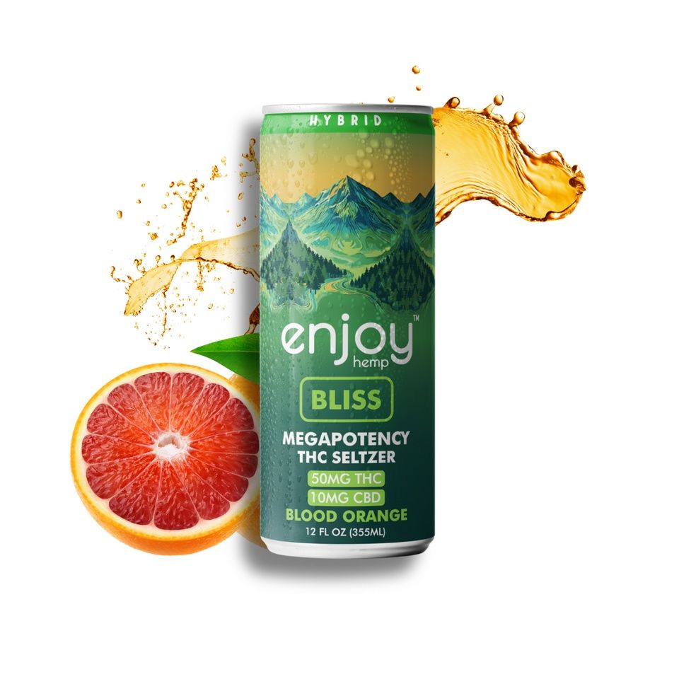 50mg THC + 10mg CBD Blood Orange Seltzer for Bliss (Hybrid) | Megapotency