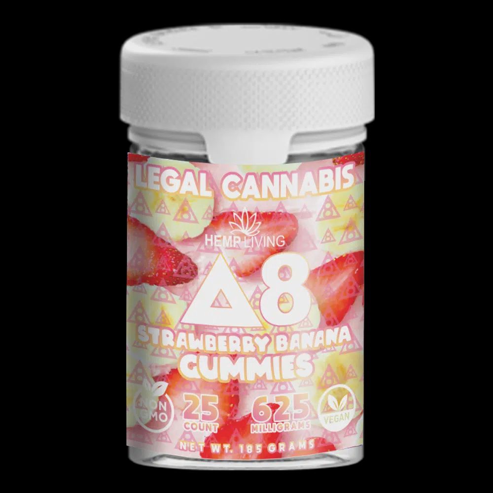 Hemp Living – PURE Delta 8 Gummies 25ct 625mg – Strawberry Banana