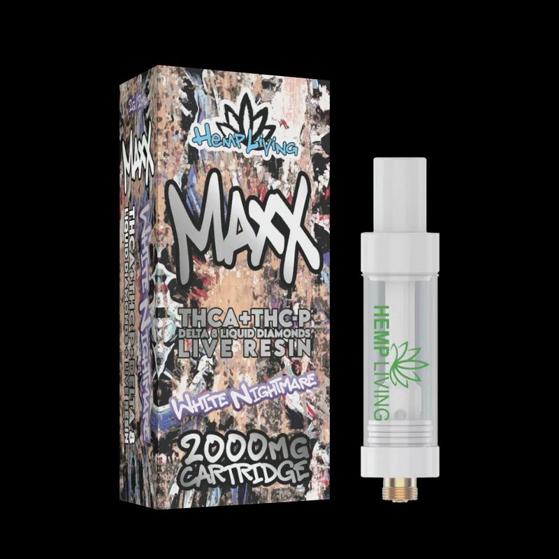 Hemp Living – Maxx – 2g Vape Cartridge w/ Live Resin Liquid Diamonds – THCA + THC-P – White Nightmare