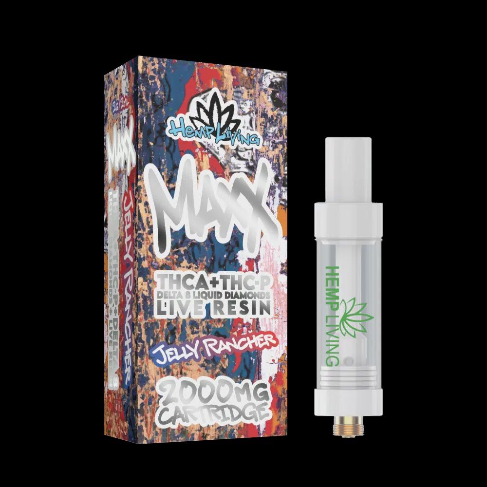 Hemp Living – Maxx – 2g Vape Cartridge w/ Live Resin Liquid Diamonds – THCA + THC-P – Jelly Ranche