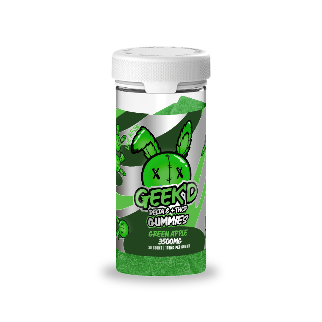 GEEK’D EXTRACTS – DELTA 8 + THCP GUMMIES – GREEN APPLE
