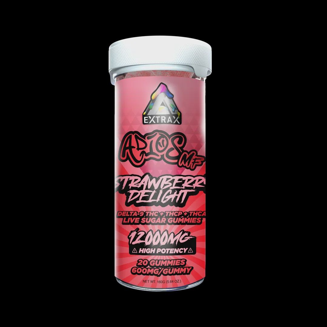 THCa Live Sugar 12000mg Gummies | Adios MF Strawberry Delight