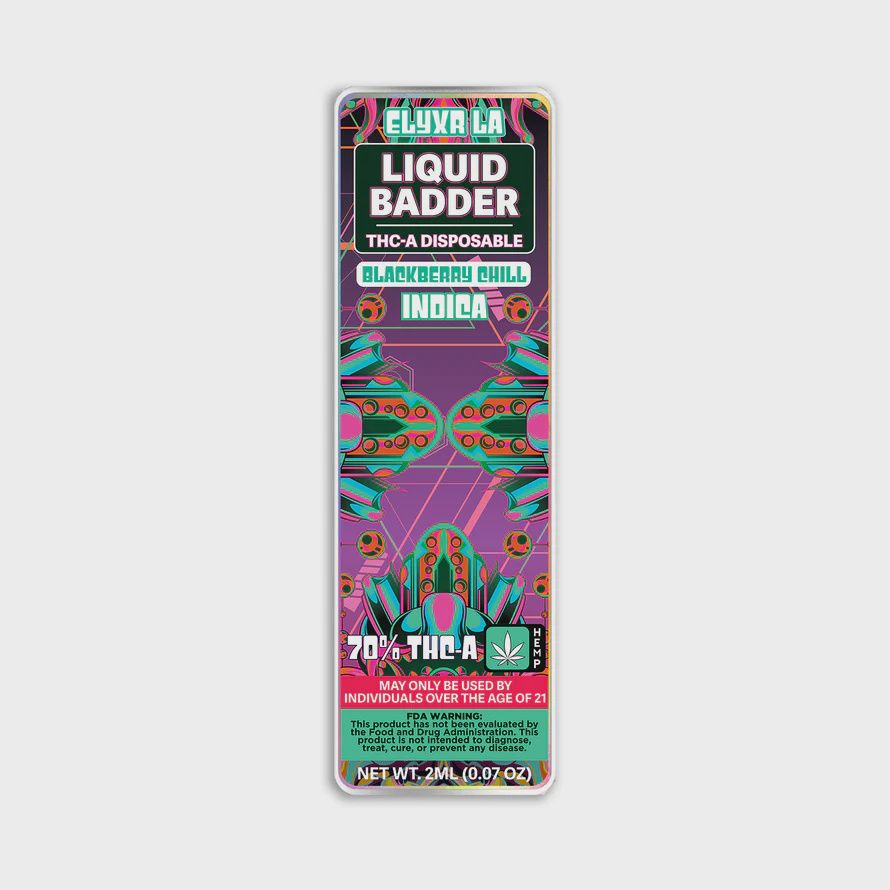 Elyxr Liquid Badder 70% THC-A Disposable 2 Grams (2000mg) Blackberry Chill