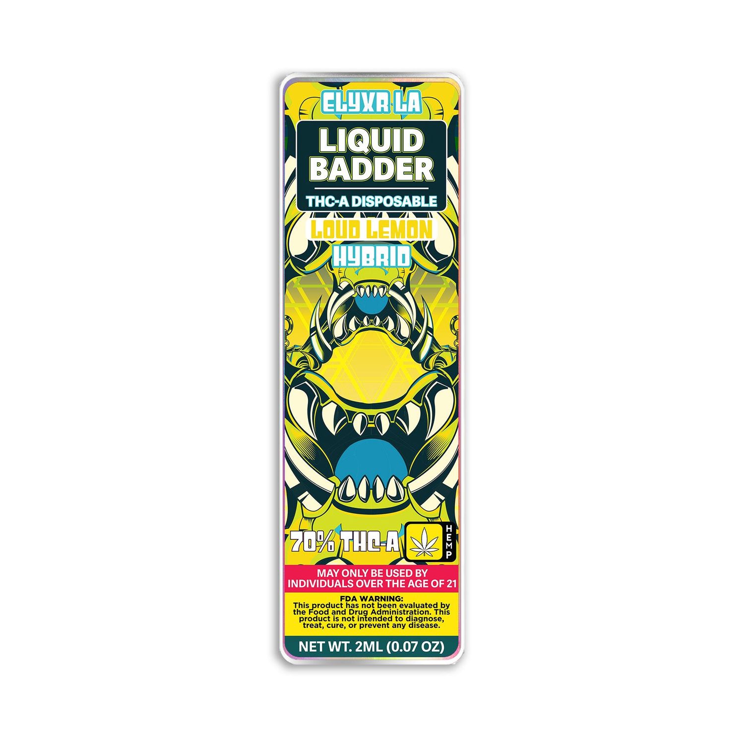 Elyxr Liquid Badder 70% THC-A Disposable 2 Grams (2000mg) Loud Lemon