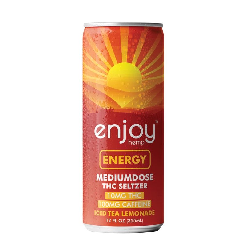Enjoy 10mg THC + 100mg Caffeine Iced Tea Lemonade Seltzer for Energy | Mediumdose