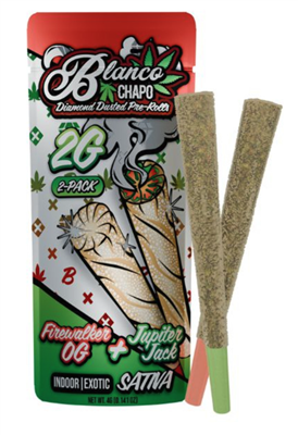Chapo Blanco Diamond Dusted Duo THCA Pre Rolls 2x 2G per pouch 4G total