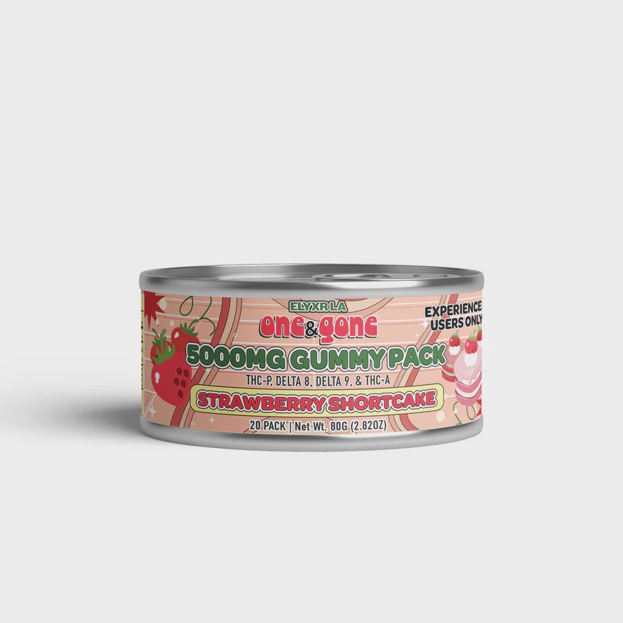 Elyxr One &amp; Gone Gummies (THC-P, Delta 8, Delta 9, &amp; THC-A) 5000mg Strawberry Shortcake