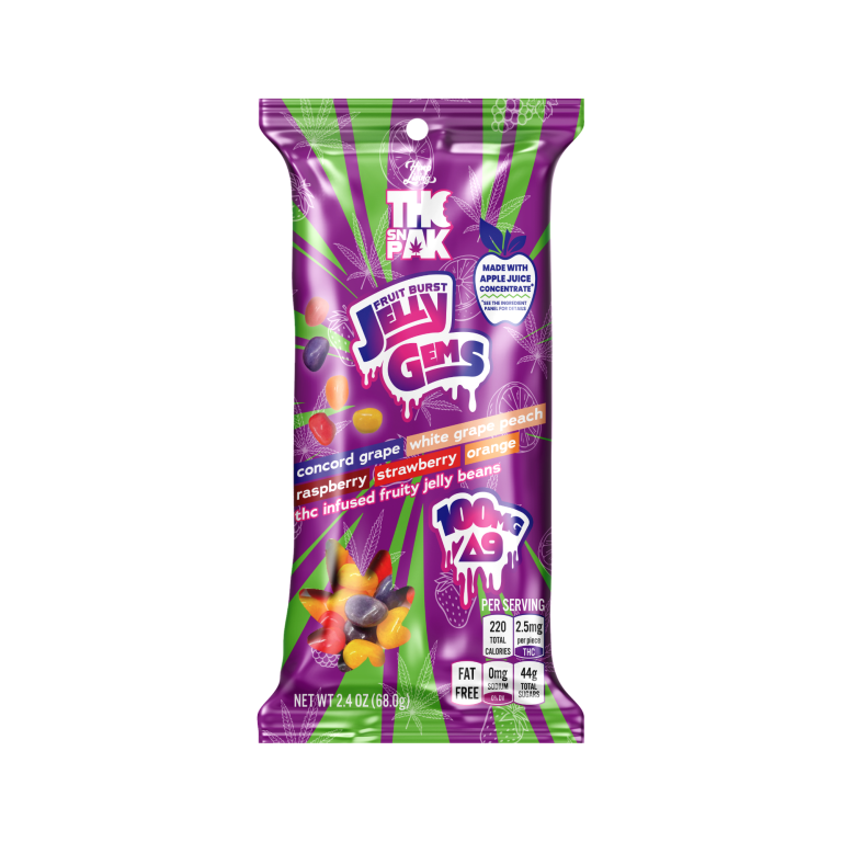 Hemp Living THC Snak Pak – Fruit Burst Jelly Gems – 100mg Δ9 THC Infused Jelly Beans