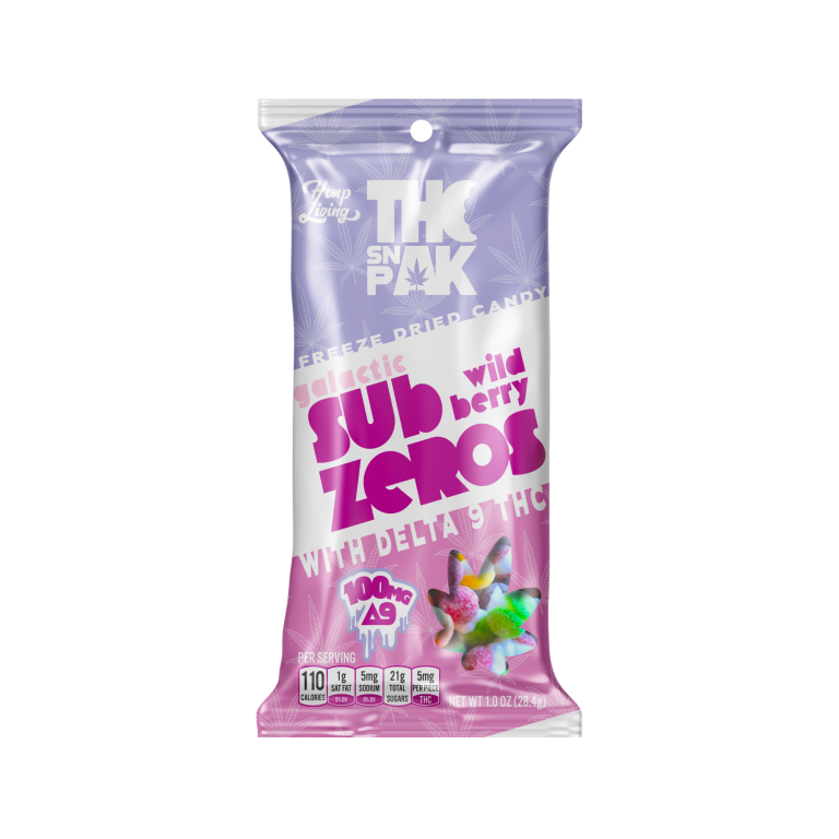 Hemp Living THC Snak Pak – Wild Berry Galactic Sub-Zeros – 100mg Δ9 THC Freeze Dried Candy