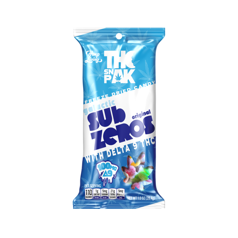 Hemp Living THC Snak Pak – Galactic Sub-Zeros – 100mg Δ9 THC Freeze Dried Candy – 1oz. Pack