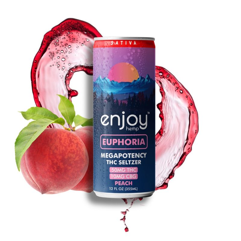 Enjoy Hemp 50mg THC + 10mg CBG Peach Seltzer for Euphoria (Sativa) | Megapotency