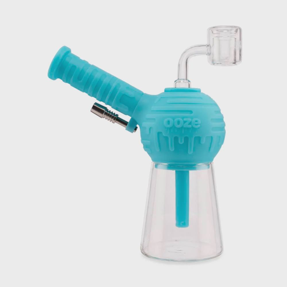 Ooze Blaster Silicone Glass 4-in-1 Hybrid Water Pipe and Dab Straw, Color: Aqua teal