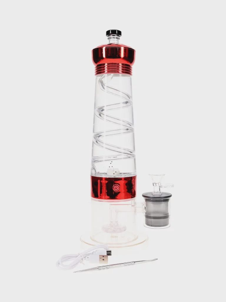 LFTD 12″ Electric Lava Lamp Bong With UFO Perc, Color: Red