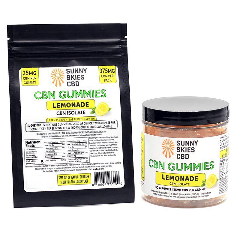 Sunny Skies 25mg CBN Isolate Gummies – Lemonade