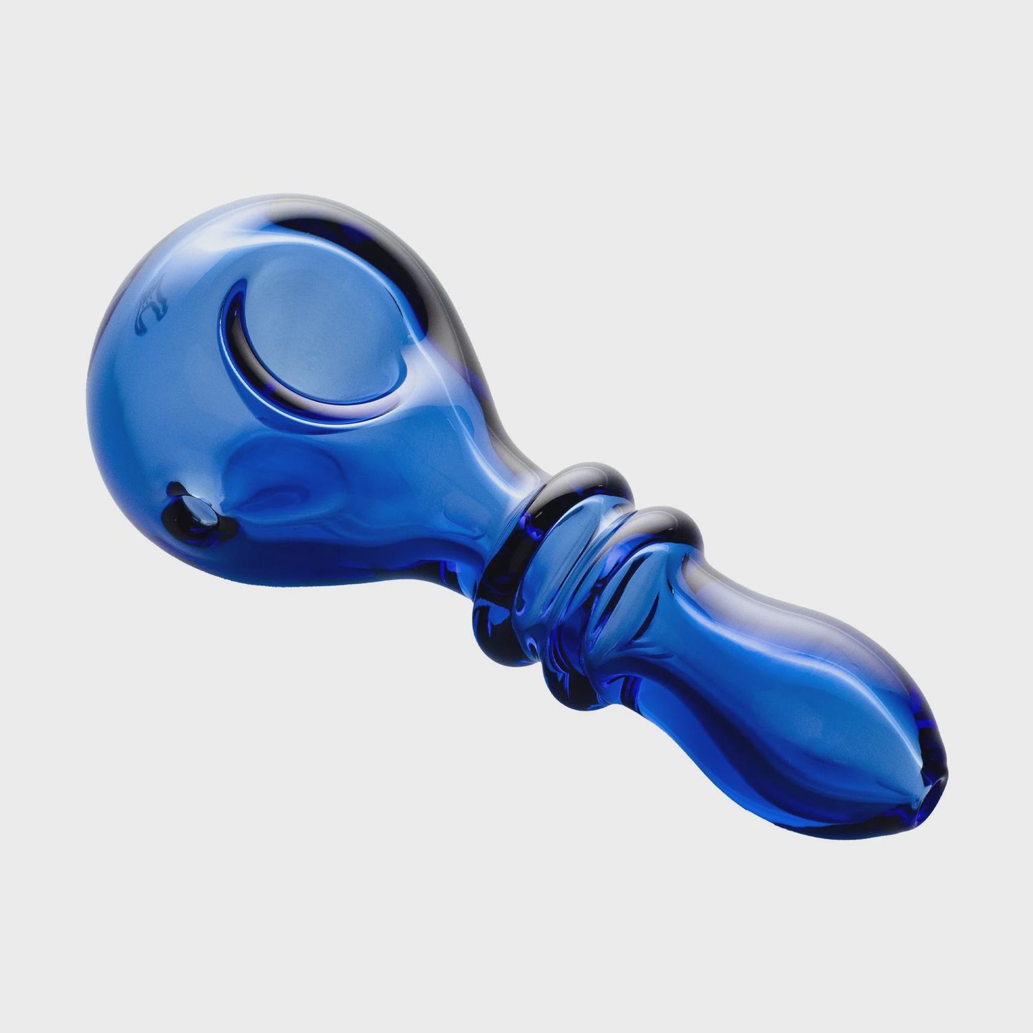 Human Grade Double Ring Spoon Pipe, Color: Blue