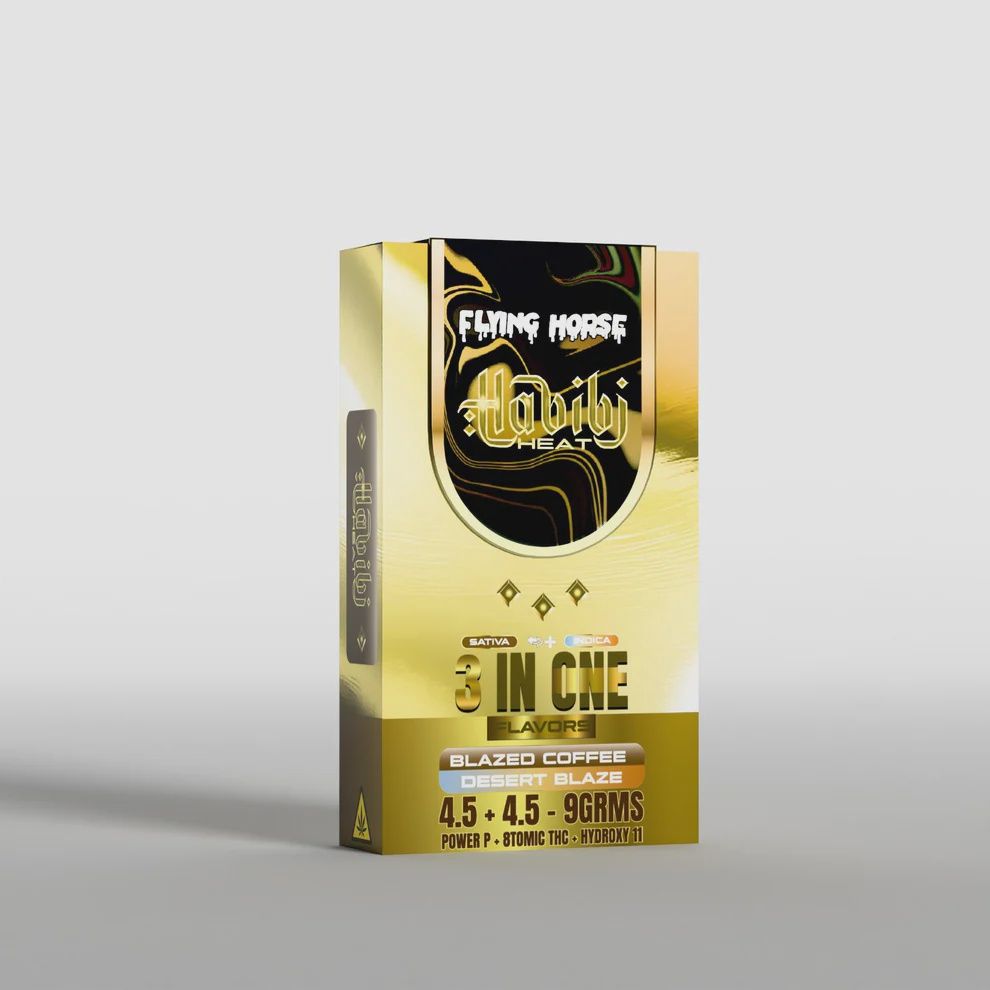 FLYING HORSE HABIBI HEAT 9GM - 3 FLAVORS IN 1, Strain: Blazed coffee