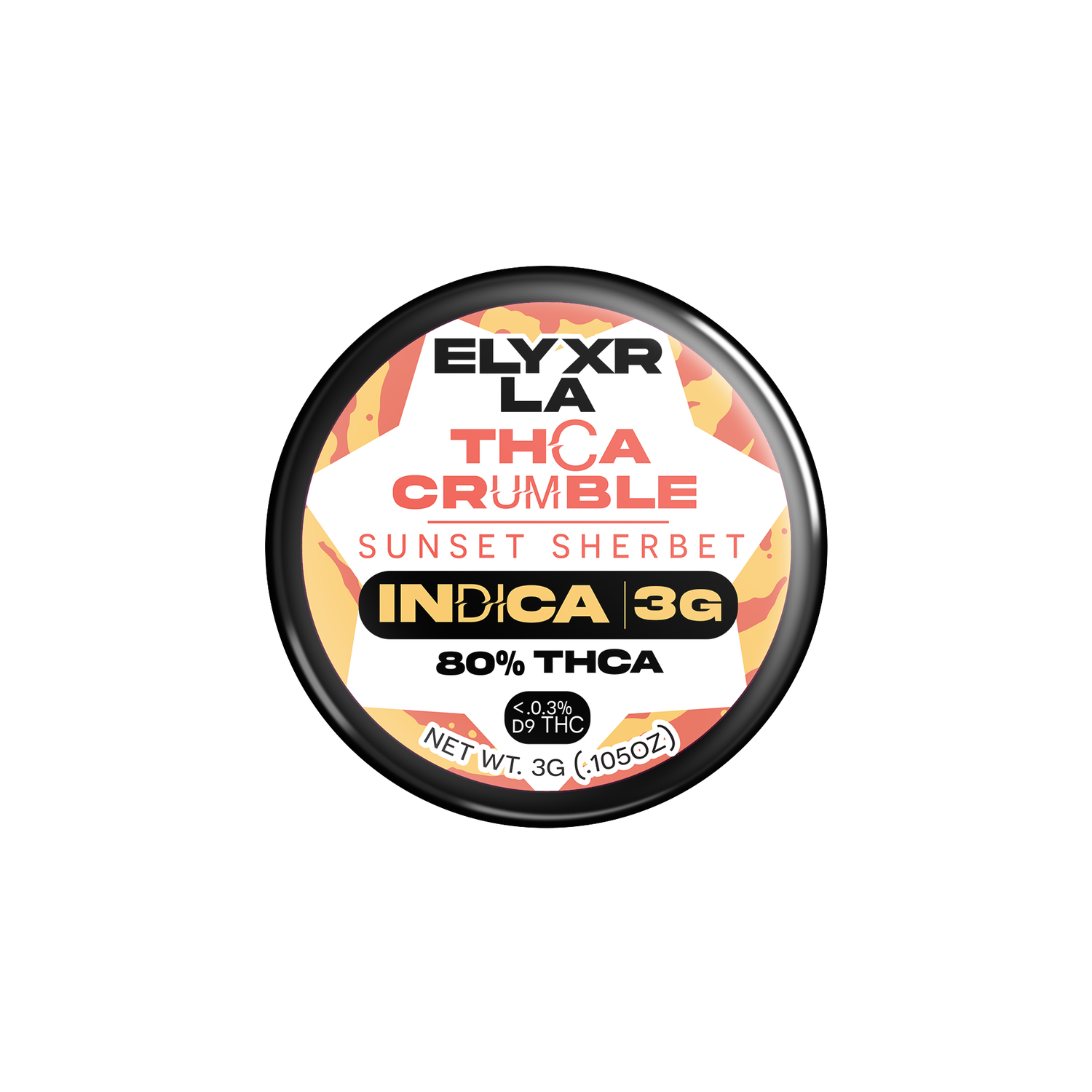 Elyxr 80% THC-A Full Spectrum Live Resin Dabs (Crumble) Sunset Sherbert 3G