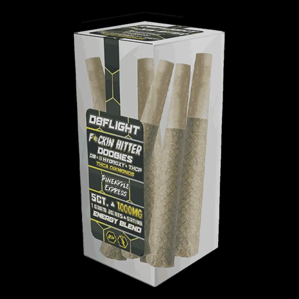 D8FLIGHT DOOBIES D9.11HYDROXY + THCP + THCA DIAMONDS 1GM JOINTS 5CT/ JAR PINEAPPLE EXPRESS