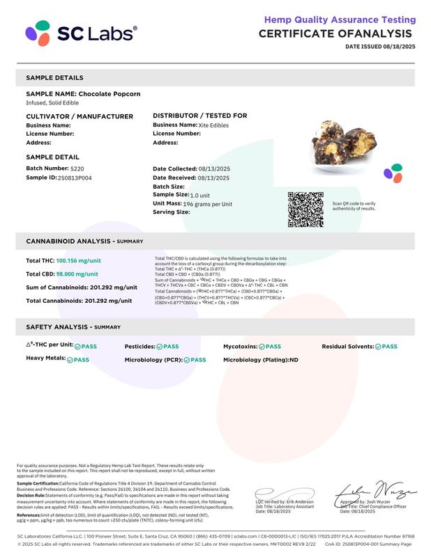 Xite Chocolate Popcorn DELTA 9 THC