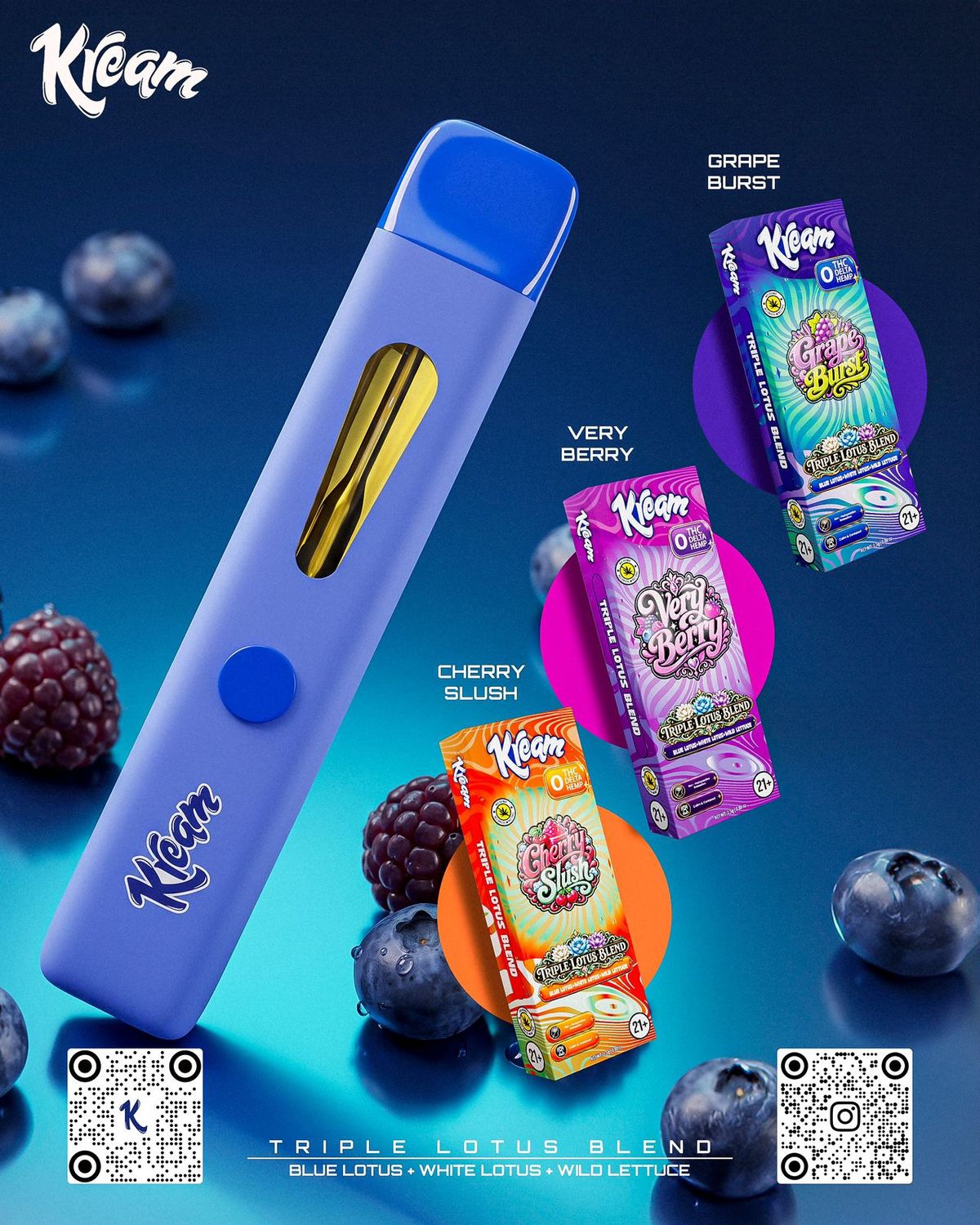Kream triple lotus blend disposable, FLAVOR: Grape burst